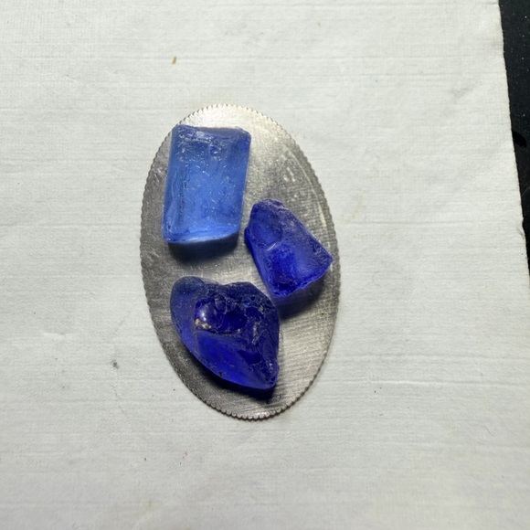 Brutalist Sea Glass Ring - Sterling Silver Cocktail Ring with Crystal Size 9 - Picture 11 of 11